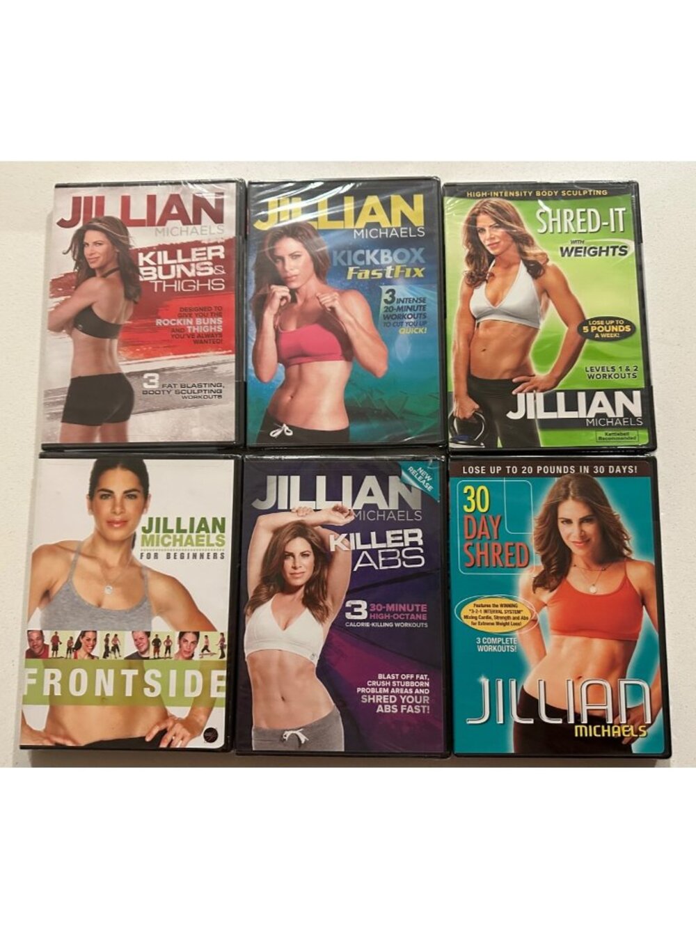 JILLIAN MICHAELS Lot Of 6 DVD Exercise Workout All new Sealed Abs Buns Kickbox +